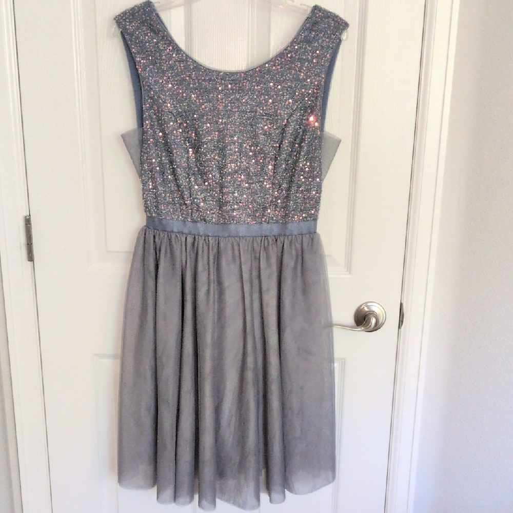 Bery Love Gray Blue Sequin A Line Sleeveless Dress - M